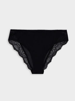 Цена за 2 штуки! Трусы слипы женские черные из сетки с кружевными вставками