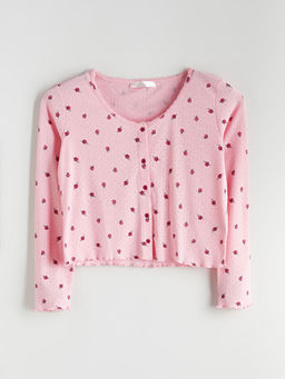 Bisiklet Yaka ?i?ekli Kad?n Pijama ?st?