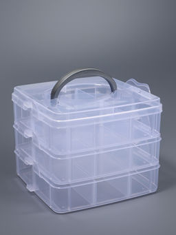 Органайзер для хранения мелочей, 18 ячеек, 15×16×12.5 см, с ручкой, прозрачный