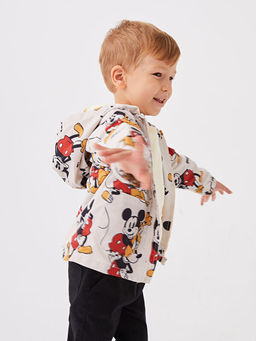 Kap??onlu Uzun Kol Mickey Mouse Bask?l? Erkek Bebek Mont - Waikiki фото 2