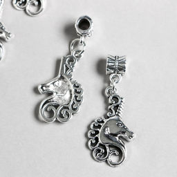 Бейл с подвеской металл для творчества «Голова единорога», серебро набор 4 шт., 3.6 см