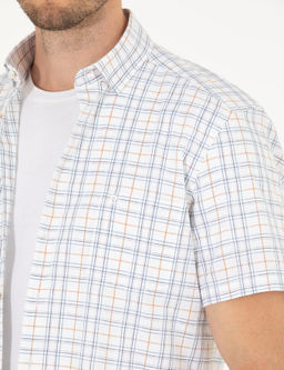 Рубашка Pierre Cardin Regular Fit коричневая с коротким рукавом