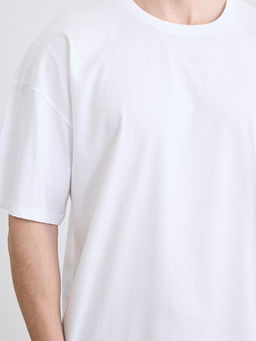 Oversize Fit Bisiklet Yaka K?sa Kollu Erkek Ti??rt