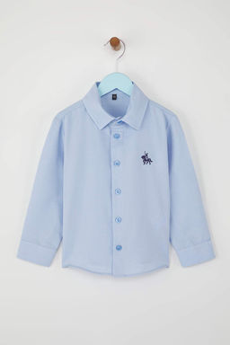 Buz Mavi Nak?sl? Regular Oxford Dokuma Erkek Cocuk Okul Gomlegi TKDAW26GO00000 - Trendyolmilla фото 2