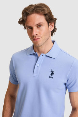 Erkek Slim Fit Polo Yaka Mor Basic Ti__rt