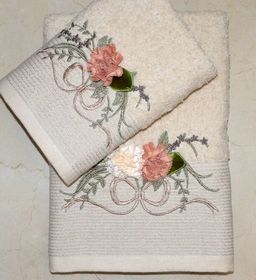 Махровое полотенце Цветы- БЕЖЕВЫЙ 50*100 см. хлопок 100%