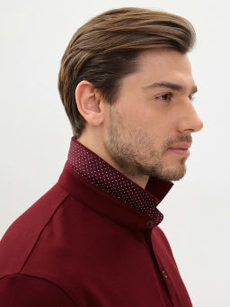 Джемпер мужской с воротником поло короткий рукав GREG G144-PO1246T-SA2081 (бордо)  фото 2