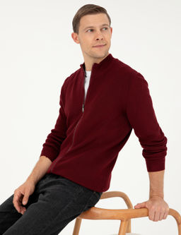 Бордово-красный приталенный трикотажный кардиган - Cacharel фото 2