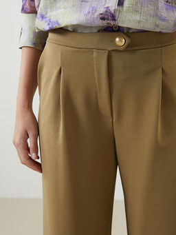 Loose Fit Krep Kad?n Pantolon