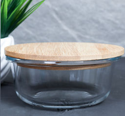 Контейнер круглый крышка бамбук 400 мл стекло / C400 /уп 48/ - ГалеонТрейд фото 2