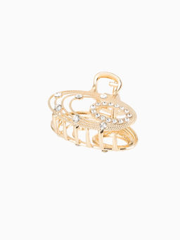 Цена за 6 шт. Крабик для волос «Джули» овал, 4.5 см, золото