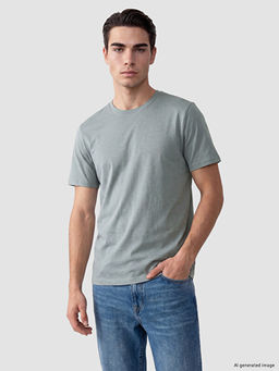 Regular Fit %100 Pamuk Basic Erkek Ti??rt 3l? - Waikiki фото 3