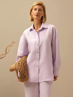 Рубашка женская Лён Белый - Modamica фото 35