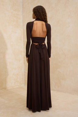 Kahverengi Aksesuar Detayl? Orme Maxi Abiye & Mezuniyet Elbisesi TPRSS26AE00004 - Trendyolmilla фото 4