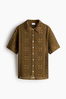 Camisa efecto crochet en mezcla de seda