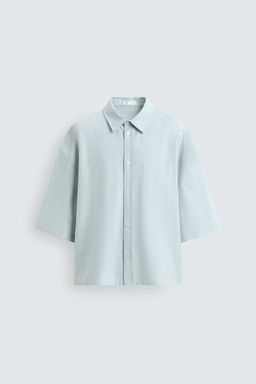 CAMISA BOXY FIT BOLSILLO / Verde agua - Zara фото 8