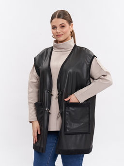 Жилет кожаный на меху GL05021BLK01