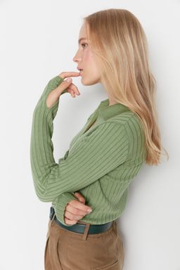 Mint Kol Ucu Detayl? Polo Yaka Triko Kazak TWOAW21KZ1113