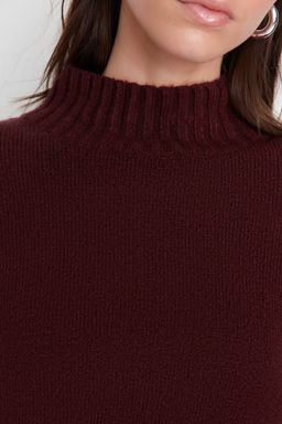 Bordo Genis Kal?p Yumusak Dokulu Basic Triko Kazak TWOAW23KZ00490 - Trendyolmilla фото 4