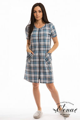Халат М323081а Клетка-голубая - Елена фото 4