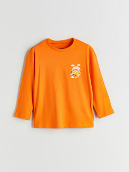 Bisiklet Yaka Bask?l? Erkek ?ocuk Sweatshirt