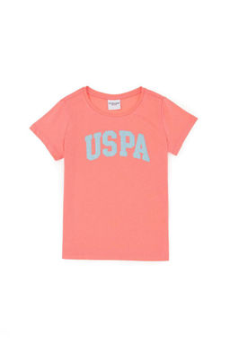 Неоново-розовая базовая футболка с круглым вырезом для девочек Неожиданная скидка в корзине - U.s. polo assn фото 3