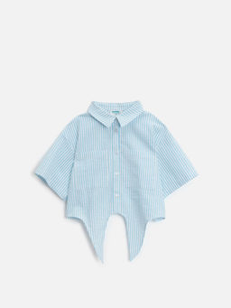 ACOOLA / Блузка детская для девочек Messia_bl голубая полоска  фото 3