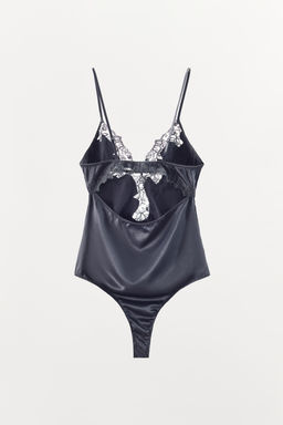 SATIN BODYSUIT WITH LACE TRIM - Zara фото 11