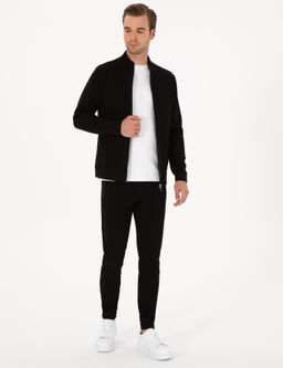 Siyah Slim Fit Pamuk Kar___ml_ Pa_as_ Lastikli E_ofman Alt_