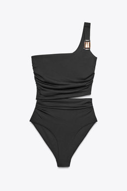 ASYMMETRIC CUT-OUT SWIMSUIT WITH SHOULDER DETAIL - Zara фото 6