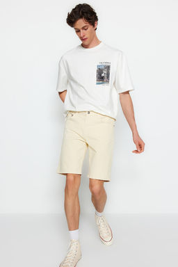 Bej Regular Fit Esnek Kumas Denim Kot Sort & Bermuda TMNSS23SR00067