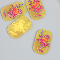 Цена за 4 шт. Декор для творчества акрил Птица на сухоцвете, 0.2?2.4?4 см