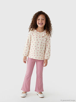 Kalp Desenli K?z ?ocuk Bluz ve Tayt