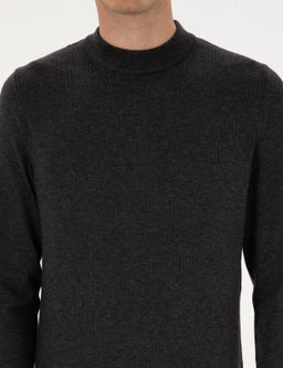 Antrasit Melanj Slim Fit _eyrek Yaka Triko Kazak - Pierre cardin фото 6