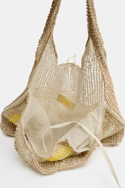 MINI BOLSO DE MANO CUENTAS / Amarillo - Zara фото 6