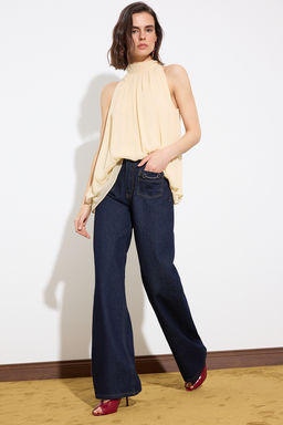 Koyu Mavi Cep Detayl? Yuksek Bel Wide Leg Jeans TWOSS26JE00028 - Trendyolmilla фото 3