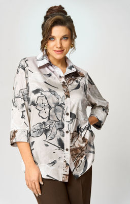 Блуза БелЭльСтиль 877 бежево-коричневый