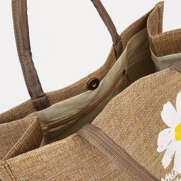 Сумка шопер на магните, 34?17?30 см, с принтом, бежевая