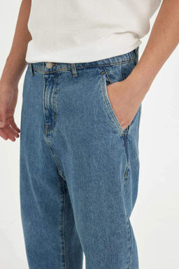 Свободный крой с напуском, морковный узор, нормальная талия, зауженные джинсовые брюки, стираные брюки - Defacto фото 6