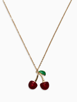 Цена за 2 шт. Кулон на цепочке "Черешня", цвет бордово-зелёный в золоте 40+удл