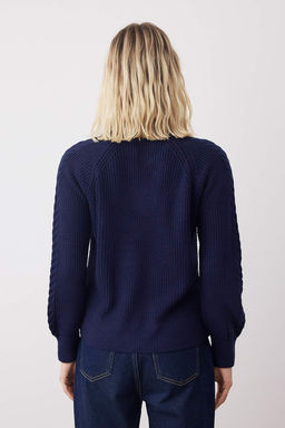 Lacivert Gomlek Garnili Genis Kal?p Yumusak Dokulu Triko Kazak TWOAW26KZ00218 - Trendyolmilla фото 4