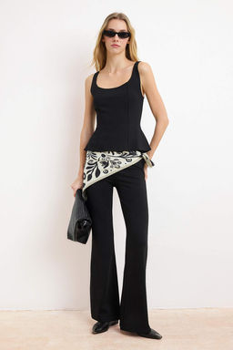 Siyah Fitted/Vucuda Oturan Kal?n Ask?l? Kolsuz Interlok Orme Alt-Ust Tak?m TWOSS26AU00088