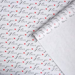 Цена за 10 шт. Бумага упаковочная глянцевая «Love you», 70×100 см