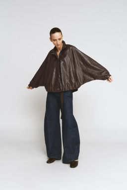 ZW COLLECTION LEATHER EFFECT BOMBER JACKET - Zara фото 14