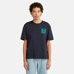 Женская футболка Timberland BACK GRAPHIC TEE темно-синяя фото 4