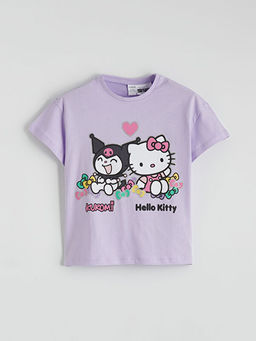 Bisiklet Yaka Hello Kitty Bask?l? K?z ?ocuk Ti??rt