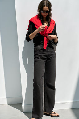 JEANS TRF WIDE LEG TIRO ALTO / Negro - Zara фото 6