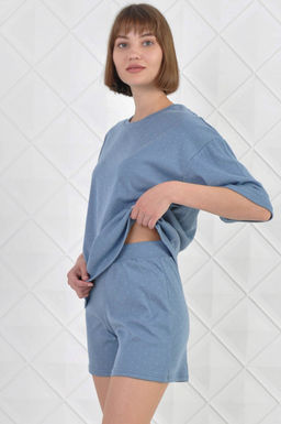Арт. 9114 Пижама с шортами 42-50 (5 шт) Цвет:верх- грязно-голубой, низ- грязно-голубой