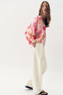 CAMISA SATINADA ESTAMPADO FLORAL / Multicolor - Zara фото 7