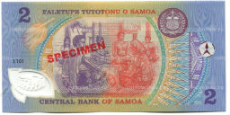 Банкнота 2 тала 1990 года Самоа  Образец